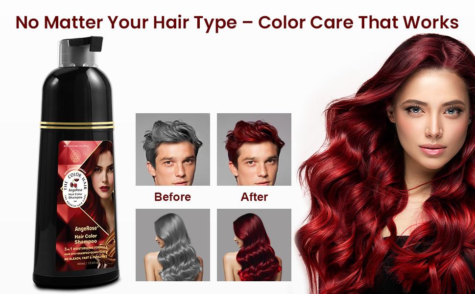 AngeRose Hair Color Shampoo, Hair Dye Shampoo, Instant Grey Hair Coverage, Wine Red, Chestnut Brown, Purple, Perfect Gifts for Women&Men