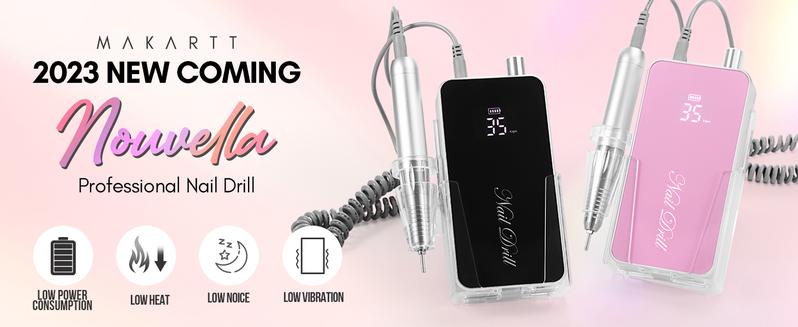 Makartt Professional Nail Drill, Nouvella 35000RPM Electric Nail Filer Machine with Coreless Motor for Acrylic Gel Nail, Rechargeable Efile with Nail Drill Bit Set, Manicure Salon Home DIY Use, Pink Nail Care Nail Art,New Year Best Gift Cutics