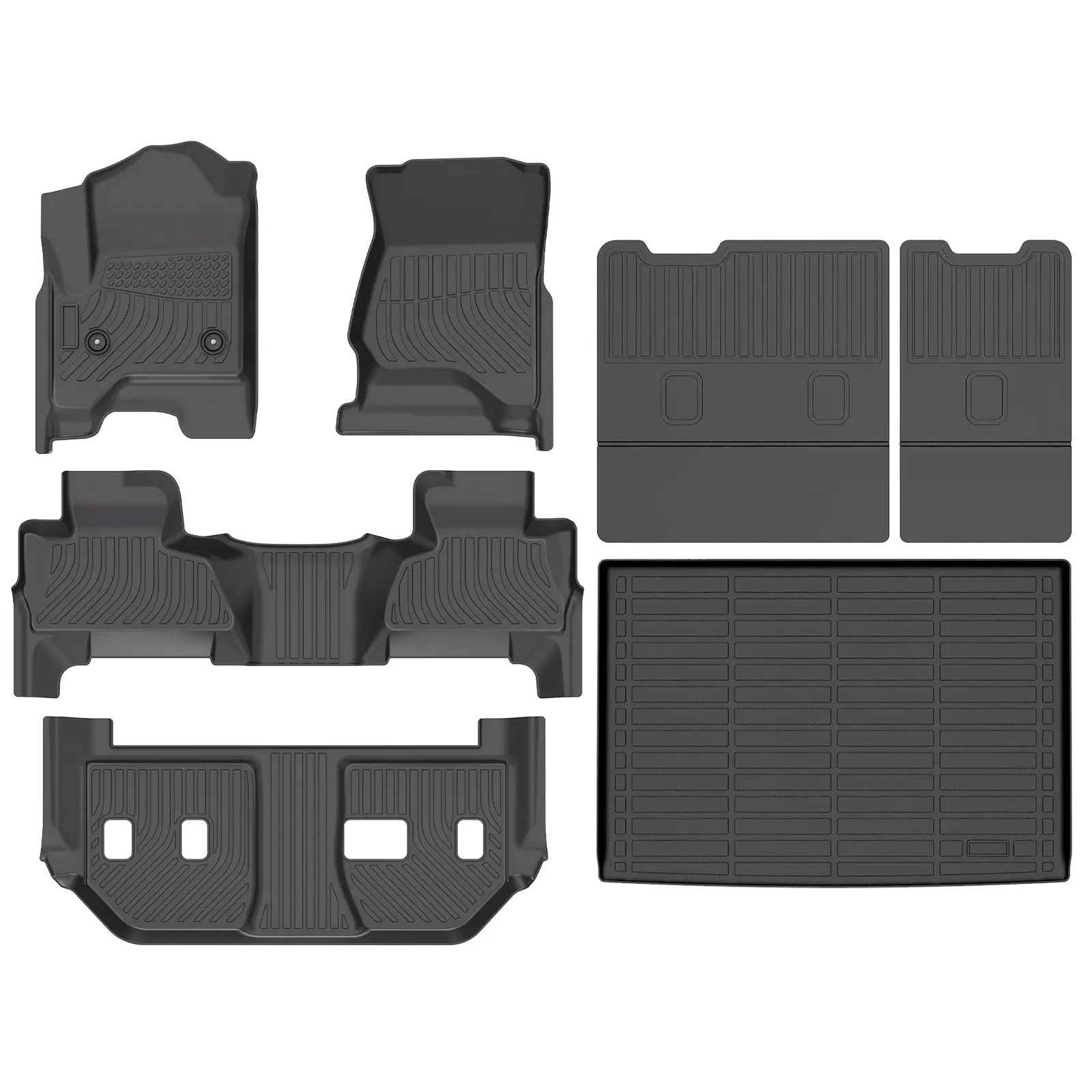 COLANAT for Chevy Suburban 2015-2020 (8-Seat Bench Only - Not 7-Seat) Floor Mats & Cargo Liner Set, All-Weather 3D Scanned Full Coverage Protection Custom Fit High Edge Waterproof Odorless Liners SUV Accessories