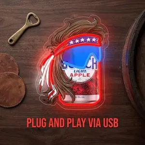 Busch Apple LED Neon Sign for Wall Decor Neon Lights for Bedroom LED Signs Suitable for Man Cave Bar Pub Restaurant Christmas Birthday Party Gift LED Art Wall Adjustable Rgb Lighting