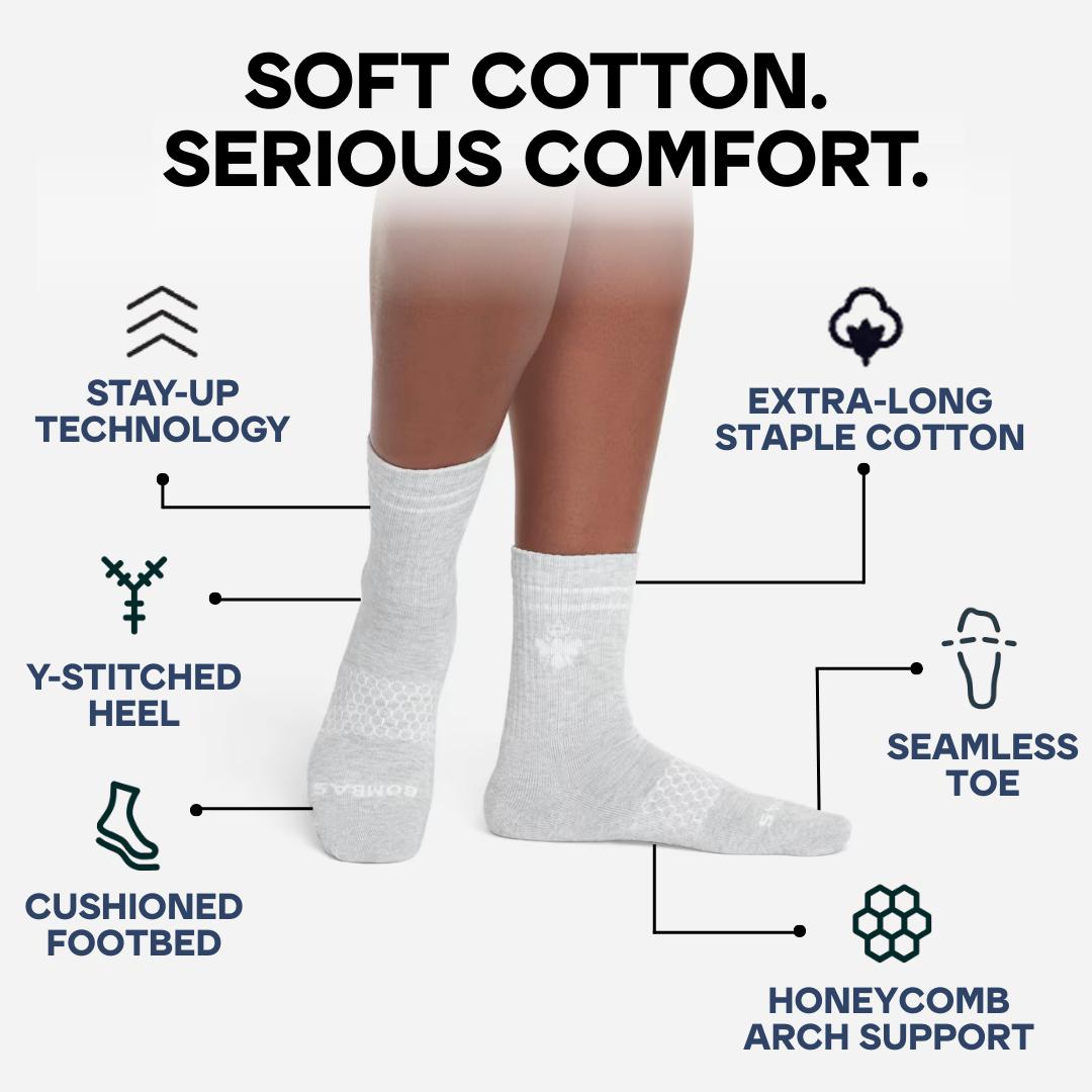 Bombas Originals Half Calf Socks - All-Day Comfort & Secure Fit – Cushioned Footbed, Seamless Toe, Arch Support & Stay-Up Design - Men's, Women's, Unisex