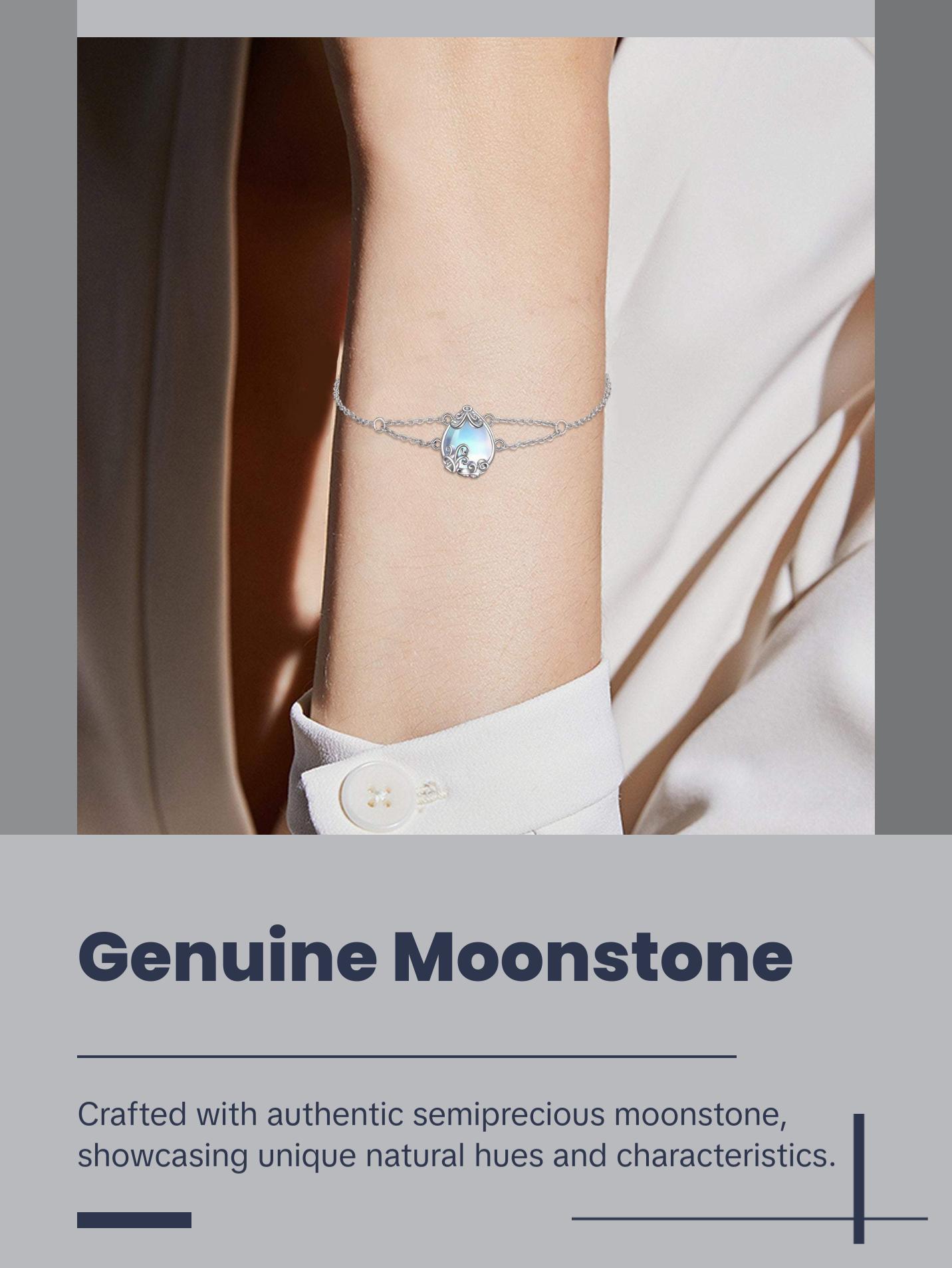 Adjustable Sterling Silver Moonstone Bracelet