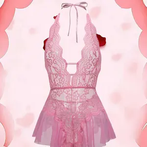 AESKEIA Sexy Lingerie Passionate Uniform Temptation Hollow Open-Door One-Piece Women's Hot Pure Desire Pajamas Comfortable Blend Material