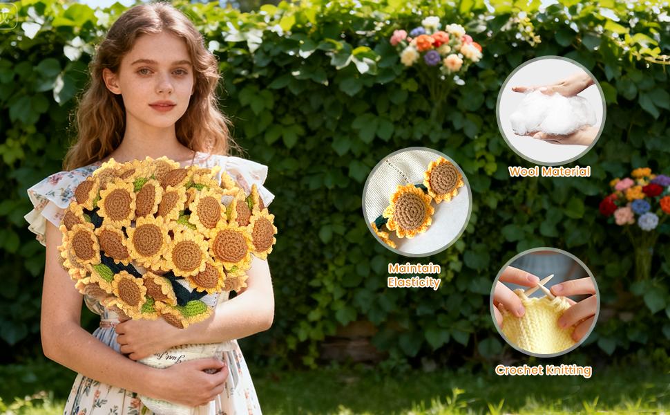 Finished Flower Bouquet Blanket,Handmade Crochet Flower Blanket,Soft Knitted Throw Rose Blanket, Romantic Gift for Birthday Wedding Valentine’s Day Mother's Day Christmas for Mom Girls and Sisters