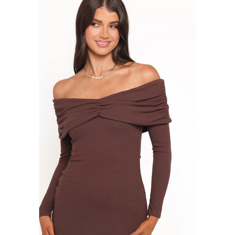 Danica Mini Dress - Chocolate Brown