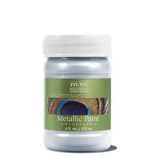 MODERN MASTERS ME150 6 oz. Silver Metallic Paint - Opaque Finish, Ideal for Home Decor, Doors, Trim, Creates Exciting Finishes for Furniture, Lamps, Ceilings, Carved Surfaces, Create Exciting Finishes