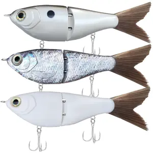 HADORAM Mixed 3-Pieces Set Lure Slow Sinking Glide Bait with Fur Tail Lifelike Fishing Tackle for Trout Shad Bass Musky