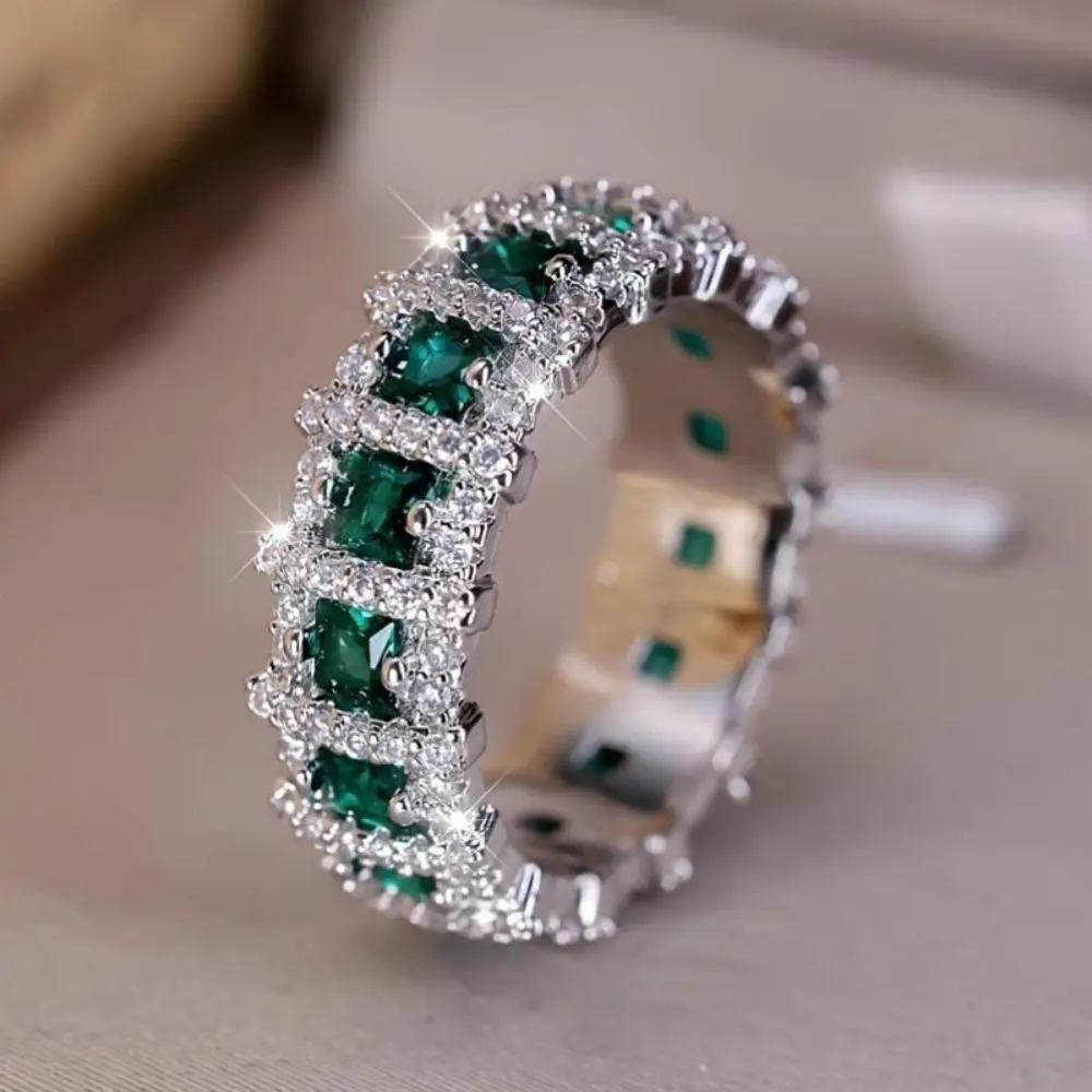 Gorgeous Super Shiny Eternal Ring with Green  Perfect  Engagement Bridal Wedding Festival Gift for Her Valentines Mothers Day Christmas Artificial Gemstone Ring promise rings