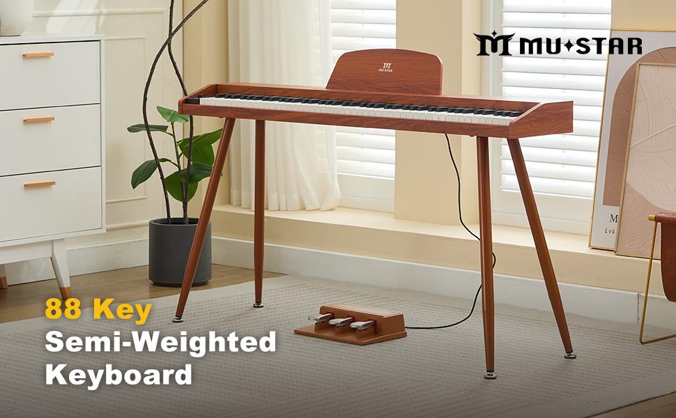 Mustar 88 Key Piano Keyboard for Beginners Semi Weighted Electric Piano with 3 Pedal Unit Built In Speakers USB MIDI Connectivity Portable Musical Instrument