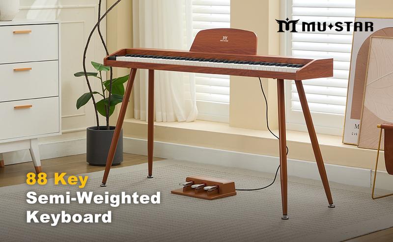 Mustar 88 Key Piano Keyboard for Beginners Semi Weighted Electric Piano with 3 Pedal Unit Built In Speakers USB MIDI Connectivity Portable Musical Instrument