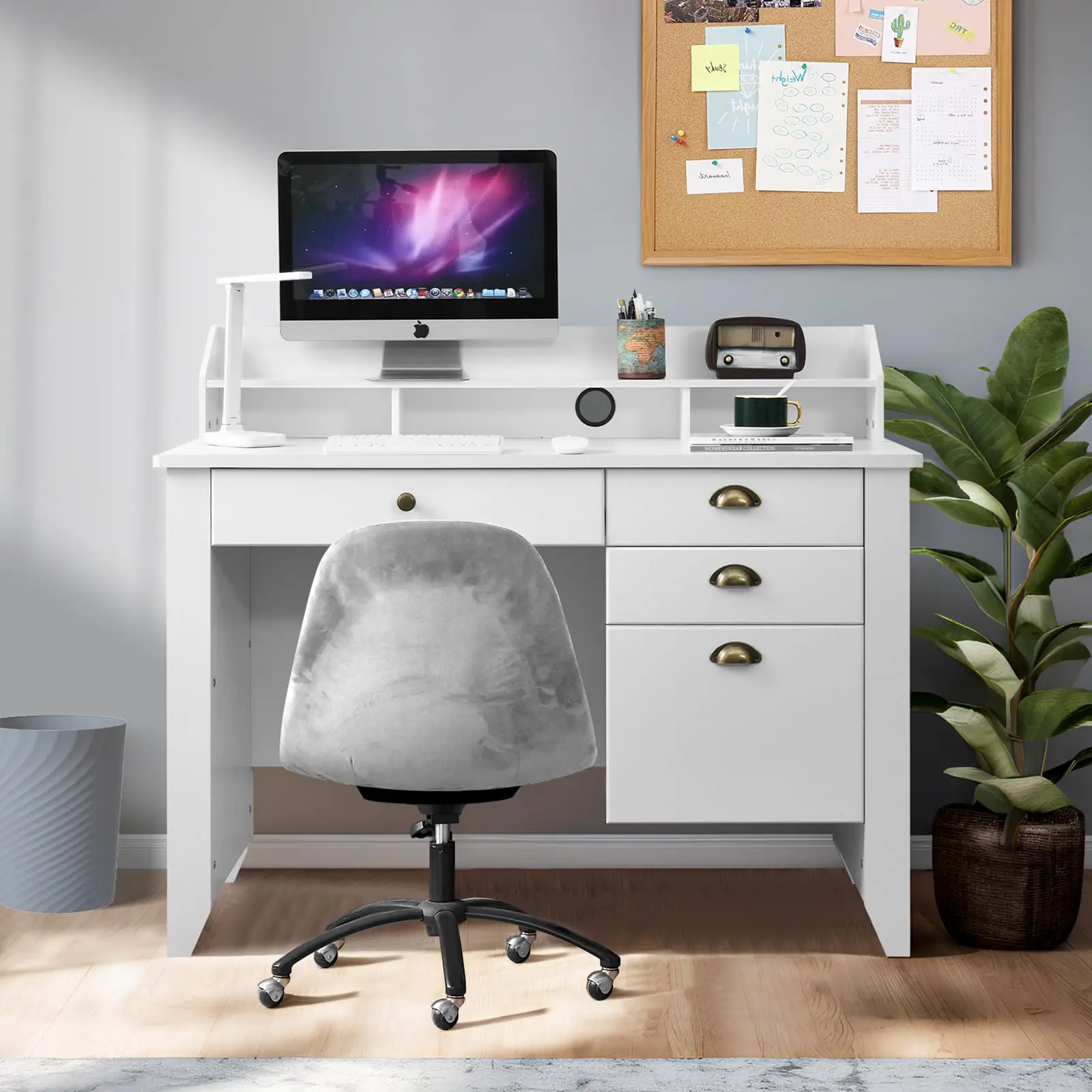 [SummerWins] HOMBCK Catrimown Computer Desk with Drawers and Hutch, Vintage Wood Home Office Desk Writing Study Teens Student Desk PC Laptop Table, for Small Spaces summer garden,fathers day gift ideas#home essentials#back to school