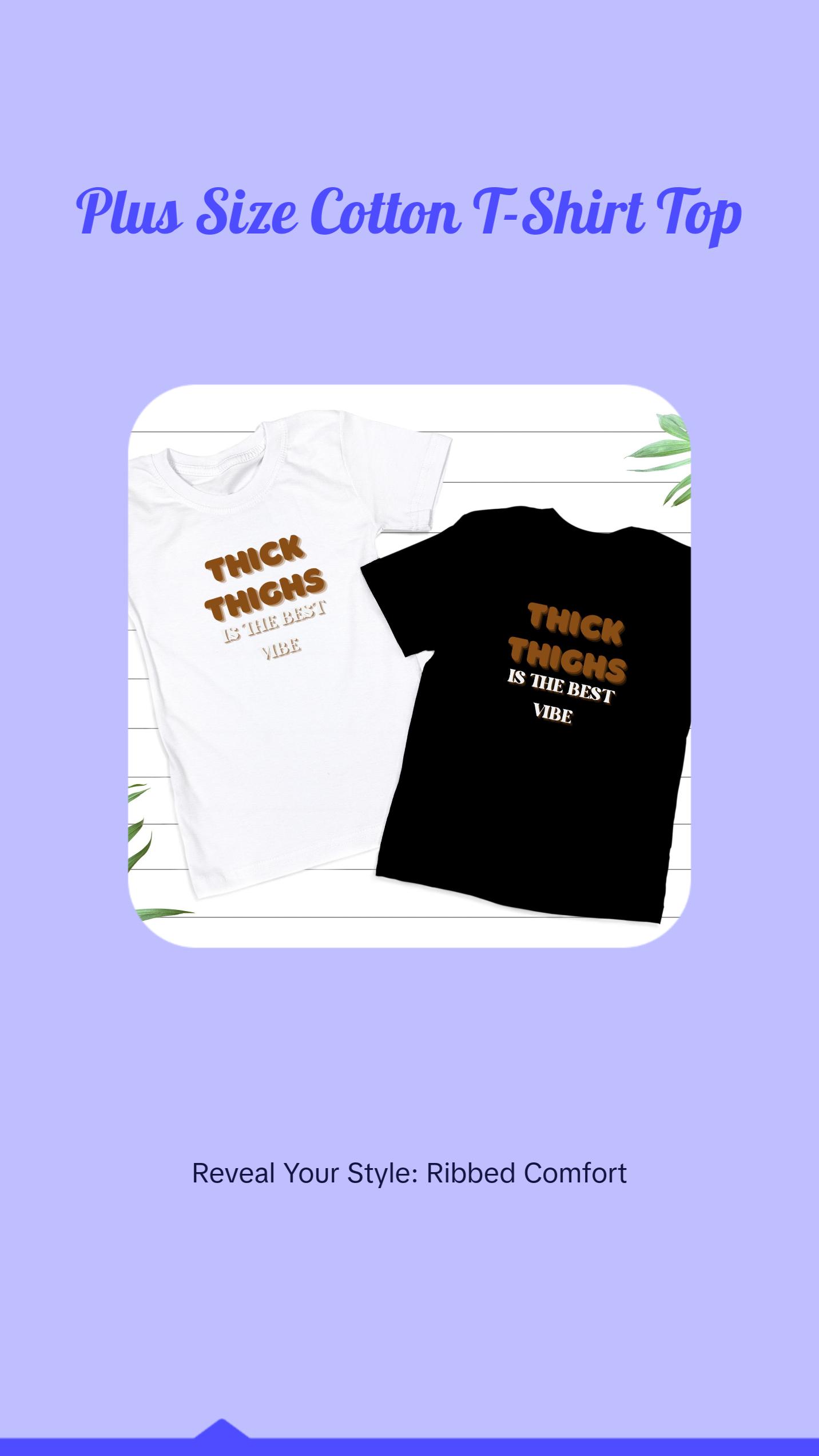 Thick Thighs Brown Sugar, Womenswear, Ribbed Collar, Plus Sizes Tshirt Cotton Comfort Top