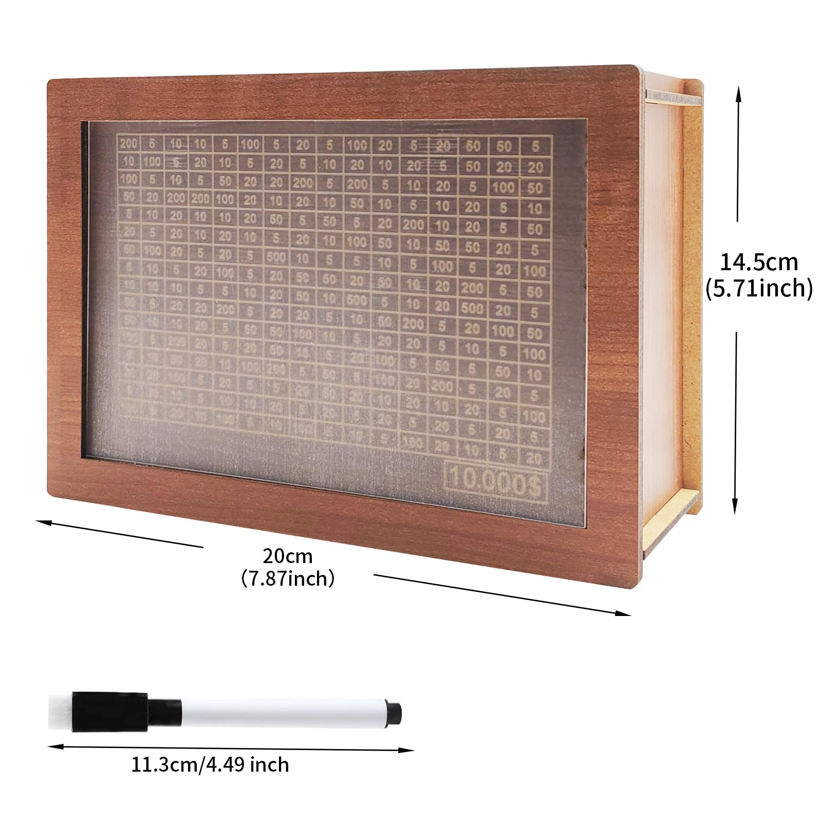 Cash Vault Wooden Savings Box, 2026 New Savings Challenge Box, Wooden Money Saving Box Money Box with Counter, Money Saver with Money 10000 Savings Target and Numbers