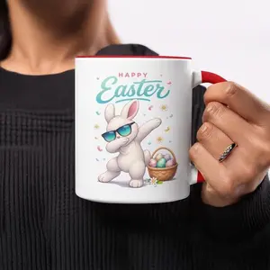 Happy Easter Mug, Dabbing Bunny, Easter Basket, Funny Easter Gift, Easter Mug, Easter Decoration, Easter Present, Holiday Mug