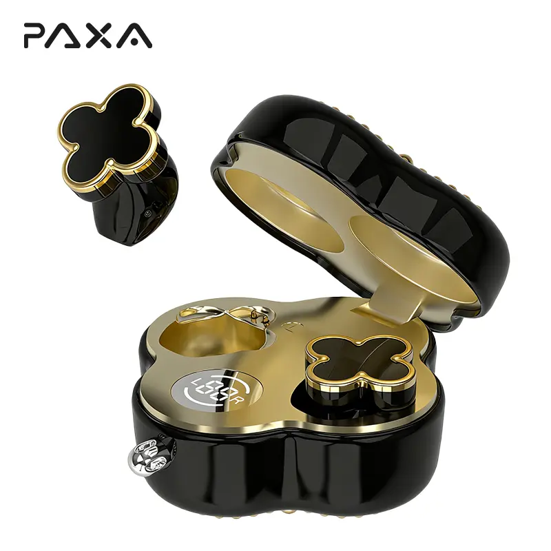 PAXA YX66 Four-Leaf Clover Wireless Earbuds with Bluetooth 5.4, Stable Connection, ENC Call Noise Cancellation, Super Stereo Sound, Luxury Retro Jewelry-Style Design for Women, Elegant Charging Case, Compatible with Android & iOS, Ideal Gift for Girls