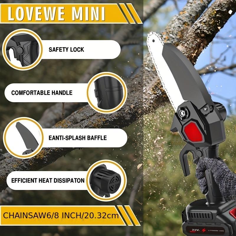 Mini Cordless Chainsaw, 6 Inch Handheld Chainsaw, Mini Chainsaw Cordless 6 Inch, Handheld Electric Chain Saw For Tree Pruning Cutting Wood, Auto Oiler For Tree Branches, Courtyard, Household, Garden, Ideal Gift For Men, Husband, Dad, Pruning Saw