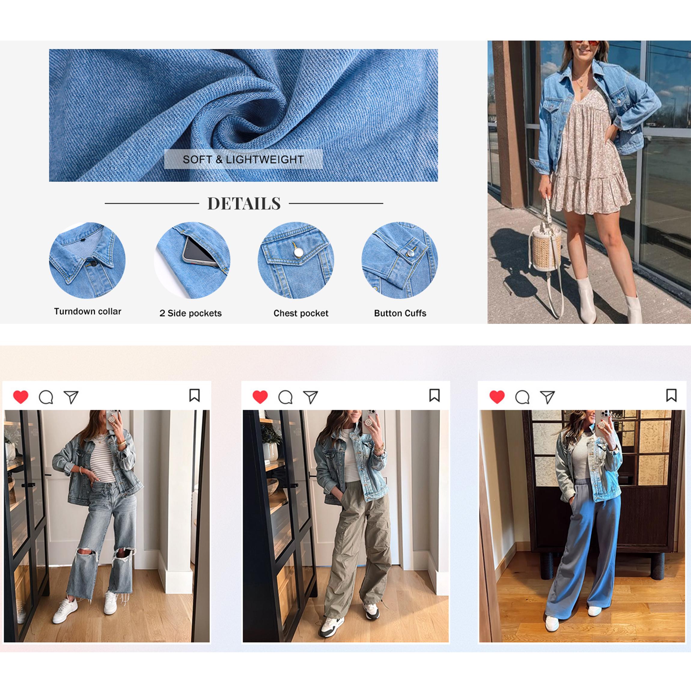 Buenoble Women’s Oversized Mid-Long Denim Jacket Boyfriend Fit Jean Jacket with Pockets Casual Loose Denim Coat SpringStatements