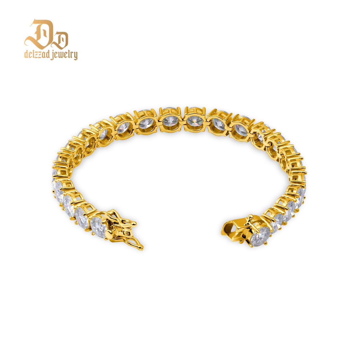 Delzzad 18k Gold-Plated Tennis Bracelet VVS D Color Synthetic Moissanite S925 Sterling Silver Tennis Chain Birthday Anniversary Mother's Day Christmas Gifts for Men Women With Giftbox