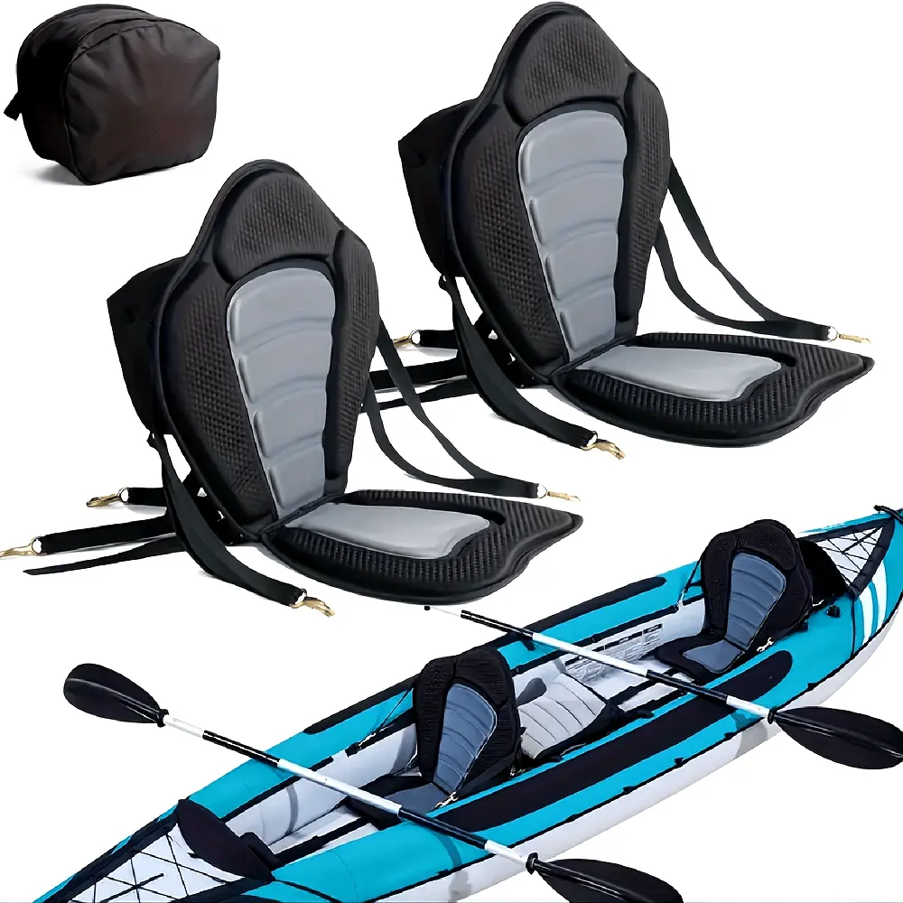 1/2Pack Kayak Seat Padded Deluxe Paddleboard Seat Adjustable Boat Seat Cushioned Fishing Seat High Back Comfortable Backrest Support With Detachable Back Storage Bag For Universal Sit