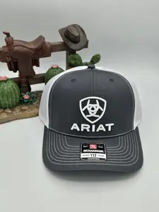 Ariat Logo Shield Trucker Hat Gorra - Grey, Brown