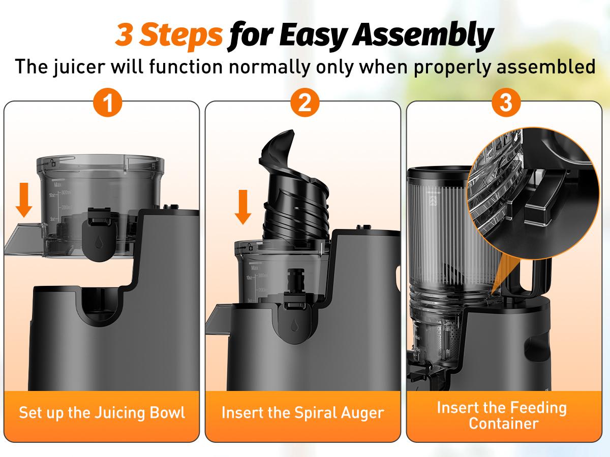 Slow Masticating Juicer,Cold Press Juicer with 5.4" Extra Large Feed Chute,Blender Portable,99% Juice Yield, Easy to Clean & Assemble Slow Masticating Juicer,Cold Press Juicer with 5.4" Extra Large Feed Chute,Blender Portable,99% Juice Yield, Easy to Clean & Assemble
