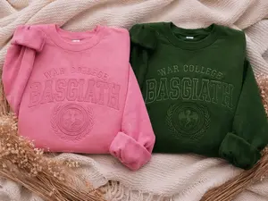 Embroidered Tone on Tone Basgiath War Collage Sweatshirt, Fourth Wing Sweatshirt, Violet Sorrengail, Xaden Riorson, Fantasy Book Dragon