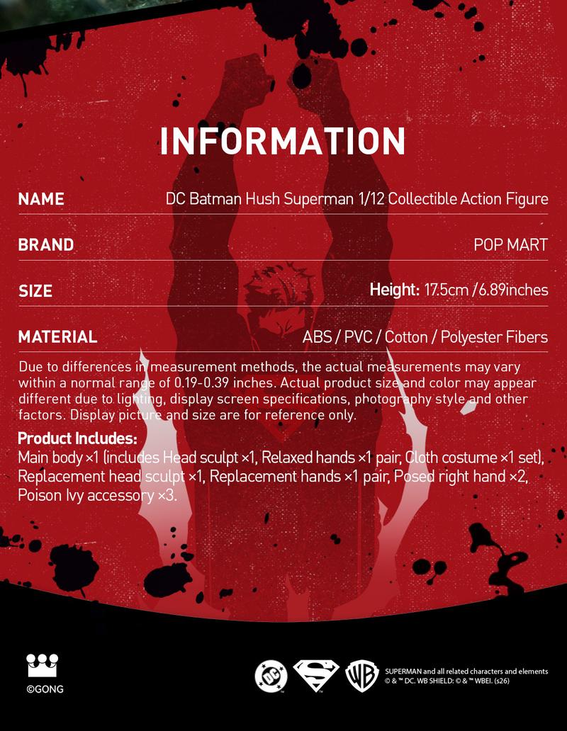 POP MART DC BATMAN:HUSH Superman 1/12 Action Figure