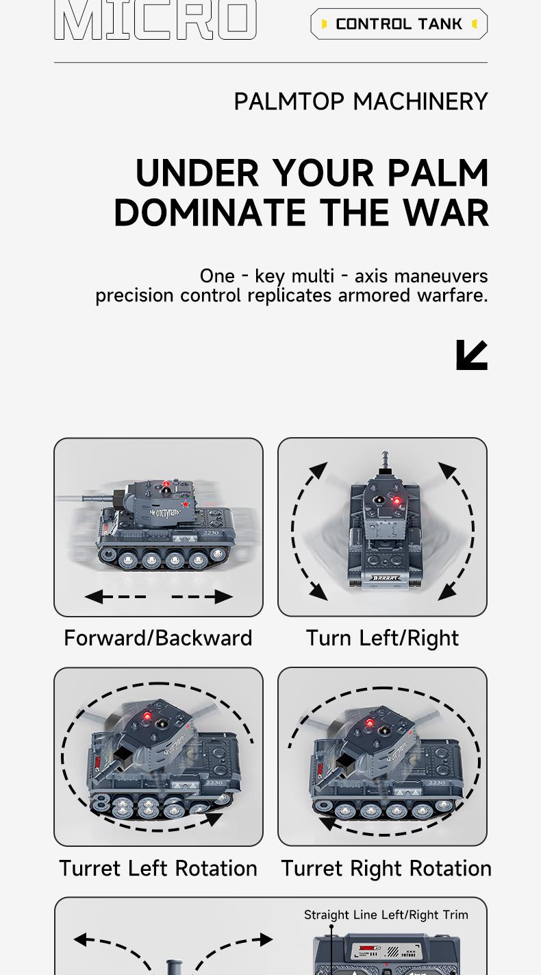 BRRRRT 1/64 RC Tank,Remote Control Military Army Tank Model with Infrared Battle System & Rotating Turret,2.4Ghz RC Vehicle Toy for Kids and Adults