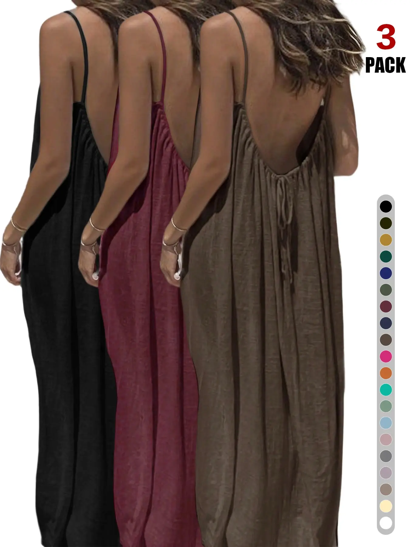Women's Sleeveless Spaghetti Strap Plain Dress, Elegant Long Summer Nightgown for Indoor Wear, Casual Loose Fit Sleepwear, Loungewear, Elegant Nightwear for All Seasons