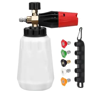 Adjustable Nozzle Foam Cannon – 1L Thick Bottle, 1/4" Quick Connect Pressure Washer