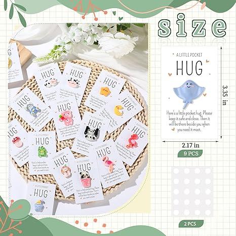 9/20/50 Pcs Pocket Hug for Easter Basket Stuffers Mini Resin Animals with Card Easter Party Gifts for Students Friends Easter Exchange Gift Employee Appreciation Gift Inspirational Gifts for Family Colleagues Thanksgiving Day Gift