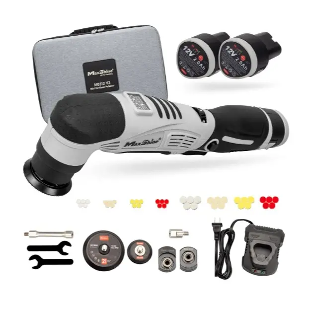 MAXSHINE Cordless Dual Action Polisher M0312 V2 - 12" x 2.13" x 3.05", 2.11lbs Cordless Power Tool with LED Display, Portable Orbital Polisher with Rotary+DA in 1 Mode Switch, Yes for Tools & Hardware Use