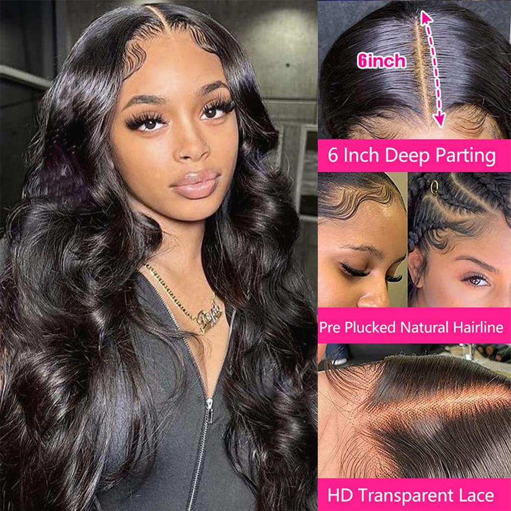 [30" = $109] 13x6 Lace Frontal Hair Wigs Human Hair 180% Density Brazilian Body Wave 13x4 Lace Front Wig For Women Wear and Go Glueless Wig Human Hair, 6x4 Pre-Plucked Pre-Cut HD Lace Ready to Wear Glueless Wigs, No Glue Lace Closure Wigs