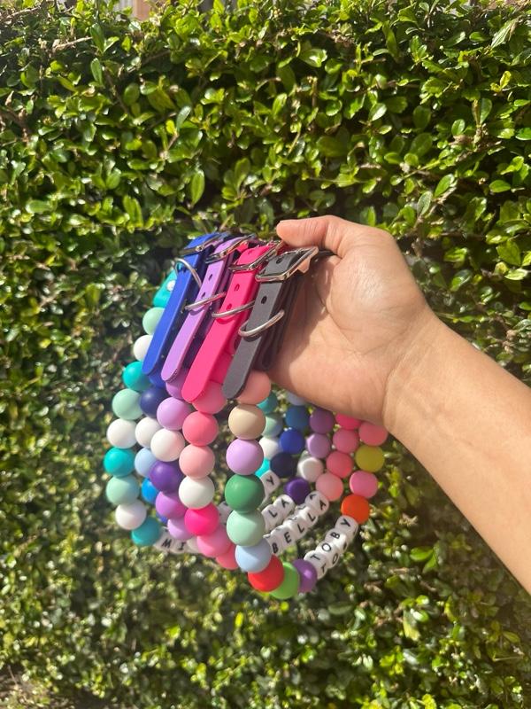 Custom Beaded Name Collar for Dogs and Cats - Small, Medium and Large Pets-Adjustable Handmade in the USA with Colorful Beads-Personalized Colors Custom Beaded Name Collar for Dogs and Cats - Small, Medium and Large Pets-Adjustable Handmade in the USA with Colorful Beads-Personalized Colors