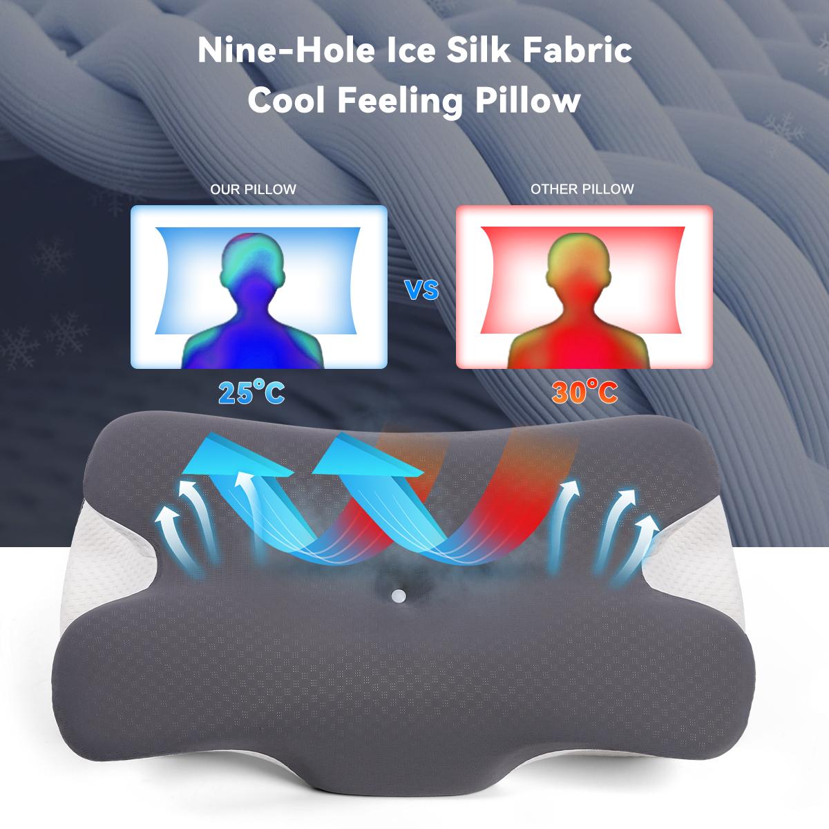 VIPfree Cooling Soft Neck Pillows, Ergonomic Memory Foam Cervical Pillows, Cervical Support & Relieves neck & Relief shoulder pain, Mother's Day Gift