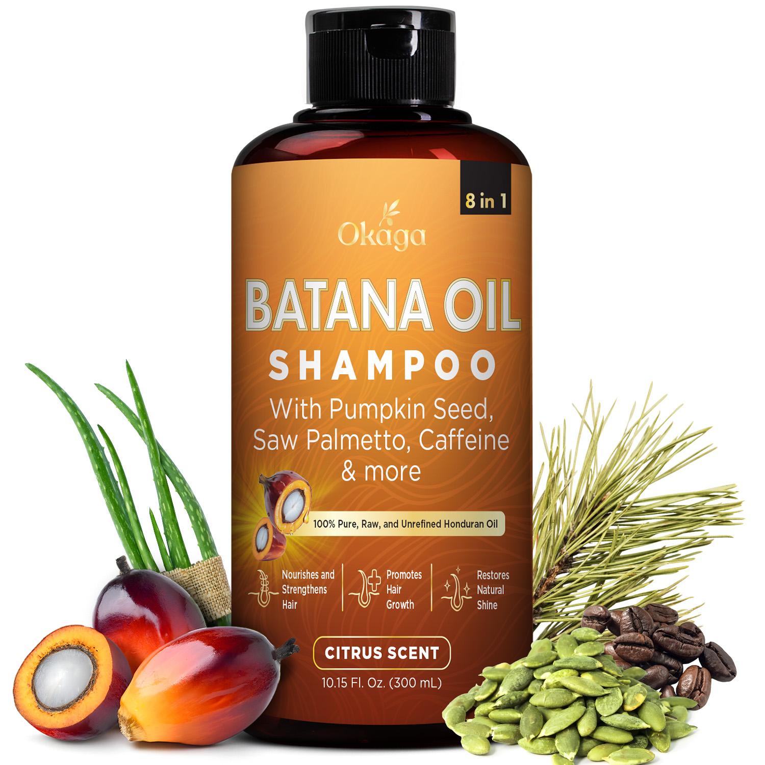 Okaga Shower Set - Batana Oil Shampoo & Conditioner - 8 in 1 Organic Hair & Scalp Care - Hair Growth, Moisturizing, Anti Frizz, Strengthening- (2 x 300 mL)