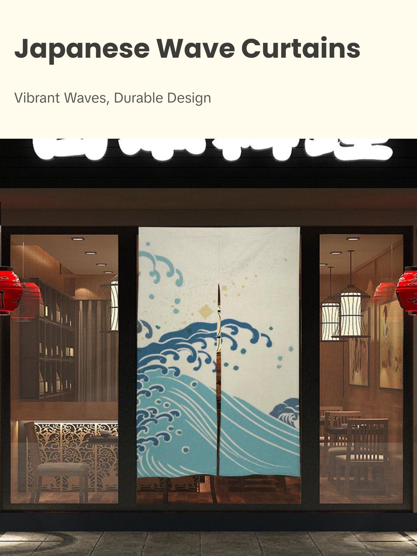 Japanese Noren, Japanese Door Curtain, Japanese Pattern Hemp Curtain, Japanese Waves curtain, Door Curtain