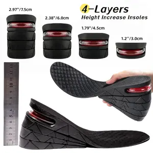 4-Layer Adjustable Heightening Insole, Suitable for 1.2/1.79/2.38/2.97 Inch Elevation, Air Cushion Design Provides Height Support, Soft and Highly Elastic, Breathable EVA Material, Suitable for Split Shoe Heightening Lining.