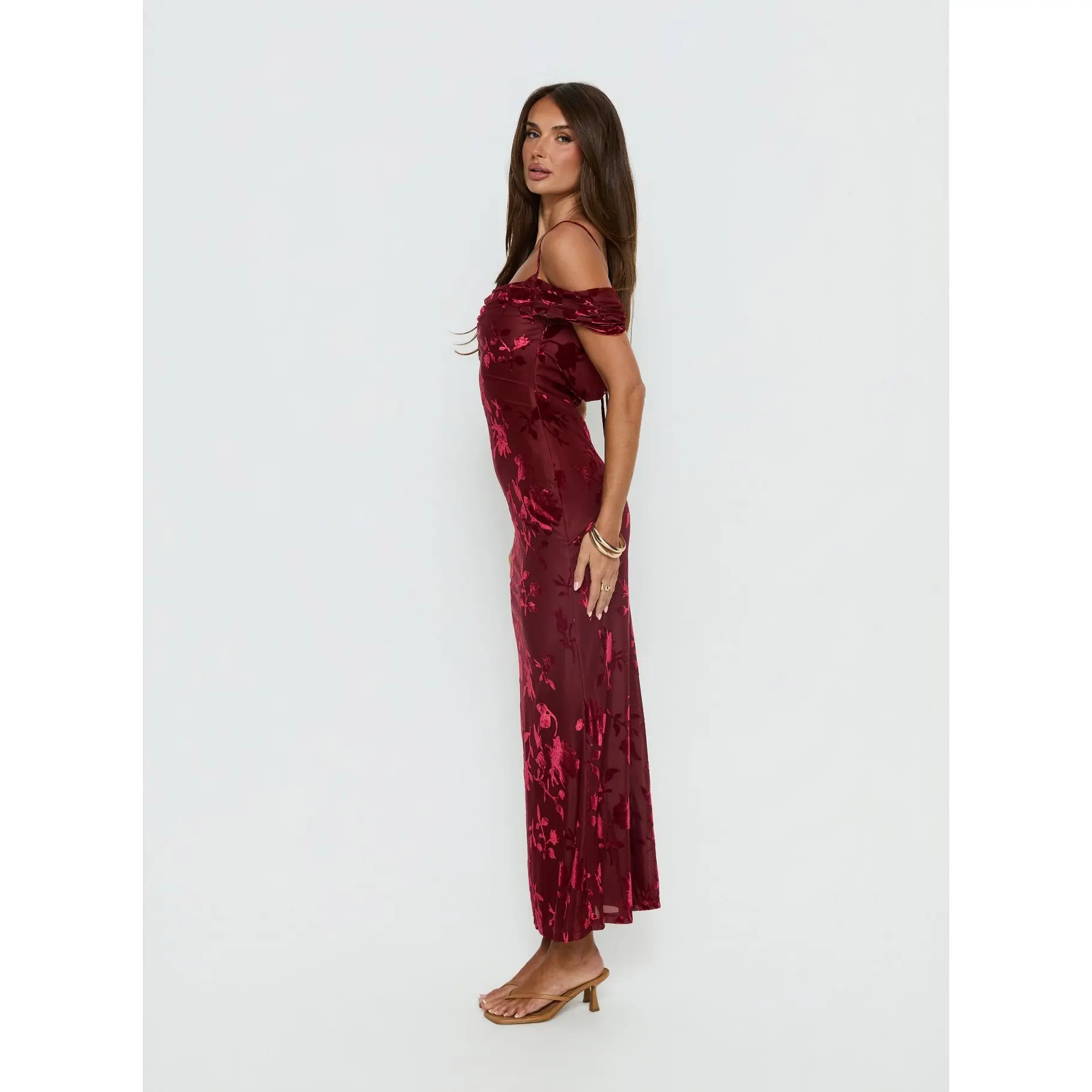 princess polly green gables burnout maxi dress Green Gables Burnout Maxi Dress | Burgundy | Womens