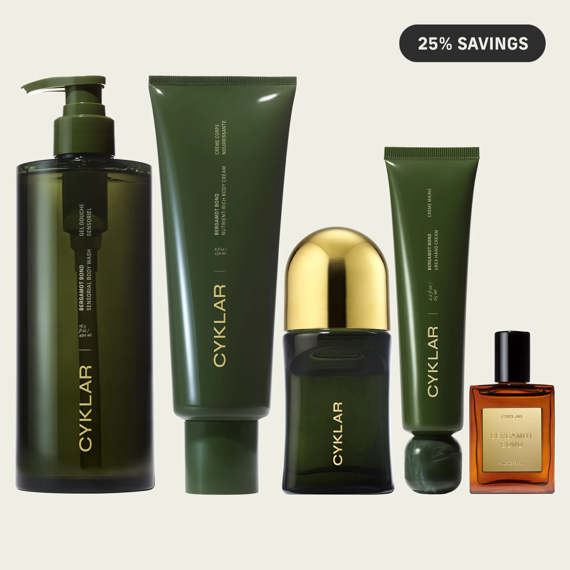 Bergamot Bond Body Care Vault Set - Body Wash, Body Cream, Hand Cream, Mandelic Acid Deodorant & Perfume Oil