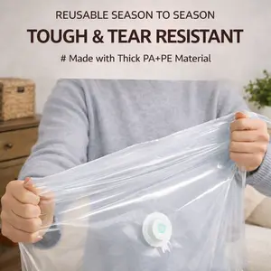 2026 Upgraded 3D Self-Sealing Vacuum Storage Compression Bag Set 5 Pieces Extra-Wide Reinforced for Quilts Seasonal Clothing Portable Suitcases Save 75% Space trinket trade box storage organization easter basket for teen easter basket for toddlers