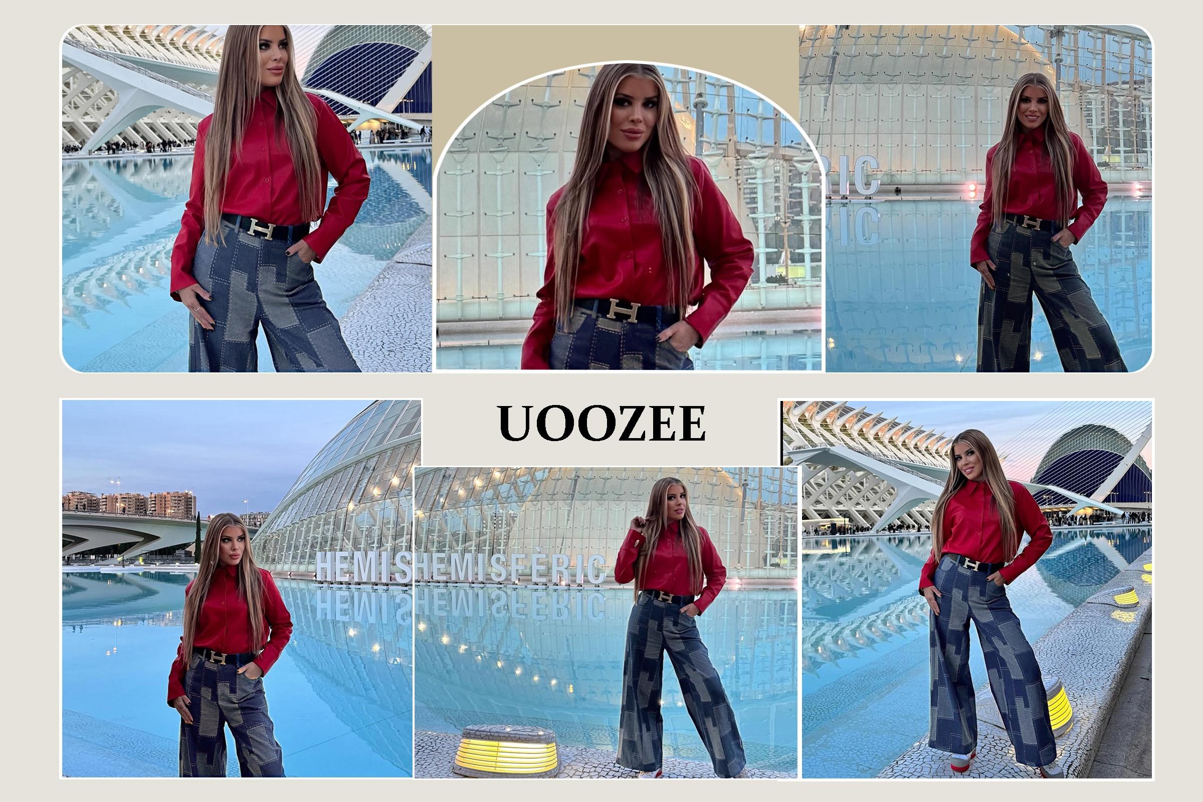 UOOZE Women's long-sleeved Slim Fit button-down solid color lapel shirt top, 100% cotton, embellished with gold buttons, suitable for multiple occasions all seasons blouses (One Size Up Recommended for C - Cup and Above) Casual cute fall outfits SpringSta