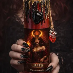 Lilith Candle Handmade Witch Candle | Goddess Lilith Ritual Altar Candle | Witchcraft Candle with Heart Charm