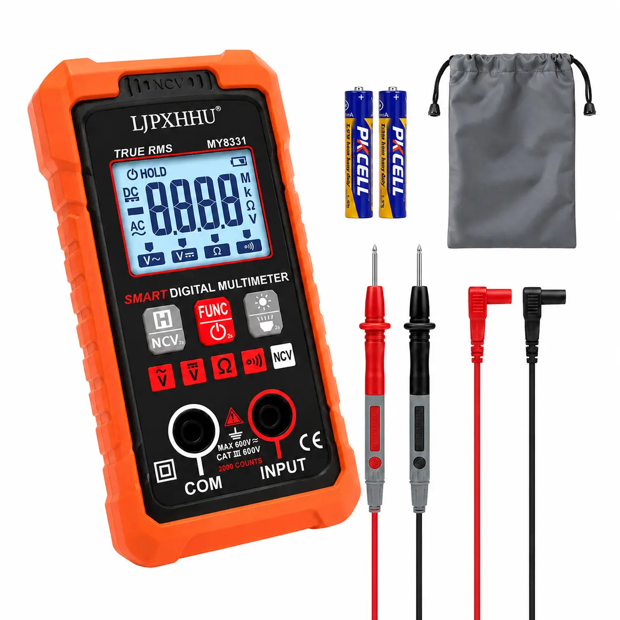 Digital Multimeter 2000/4000 Counts Options, True RMS Auto Ranging Multimeter & NCV Voltage Tester, AC/DC Voltage, Resistance, Continuity, Battery & Circuit Tester for Automotive, Home, DIY & Electrical Repair
