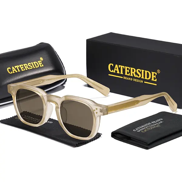 CATERSIDE Unisex Classic Vintage Tinted Lens Square Full Rim Sunglasses - Polycarbonate UV400 UV Protection, Men's Statement Frame, Punk Retro Casual Eyewear for Travel, Beach Fashion Accessories, Men's Sunglasses
