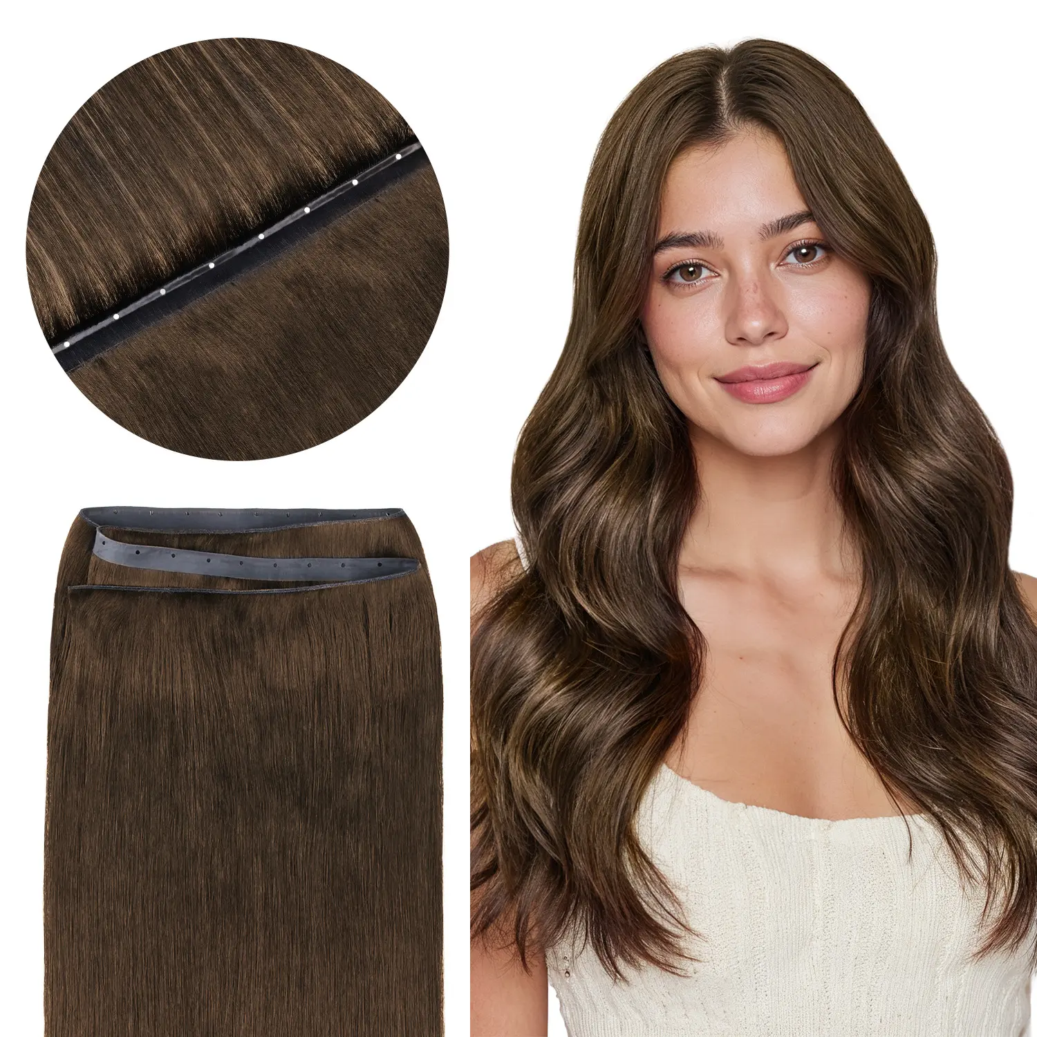 GOO GOO Butterfly Weft Hair Extensions Human Hair Genius Weft PU Hole OVO Weft-thin,Double-layered Straight Hair One Piece Remy Human Hair summer hairstyles #tiktokshopbacktoschool #sohochic