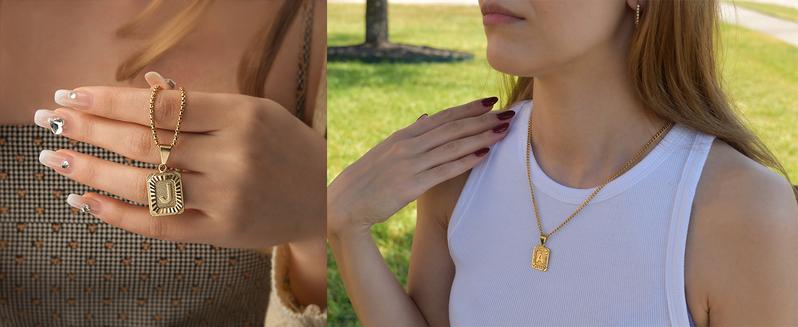 Initial Necklaces for Women Men, Capital A-Z Letter Necklaces, Her Initial Necklaces