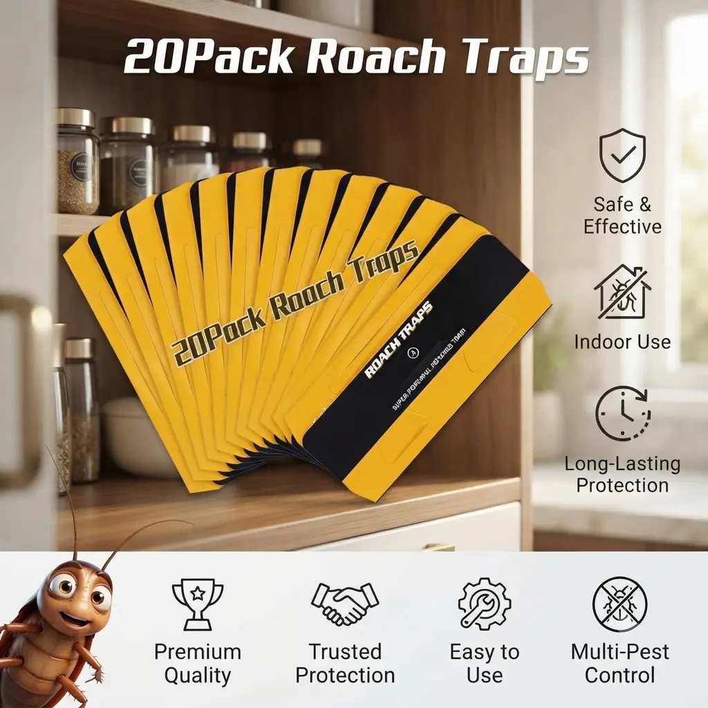 20 Pack Roach Traps, Cockroach Traps Indoor Home, Glue Roach Traps, Child & Pets Safe(Upgrade Recipe)
