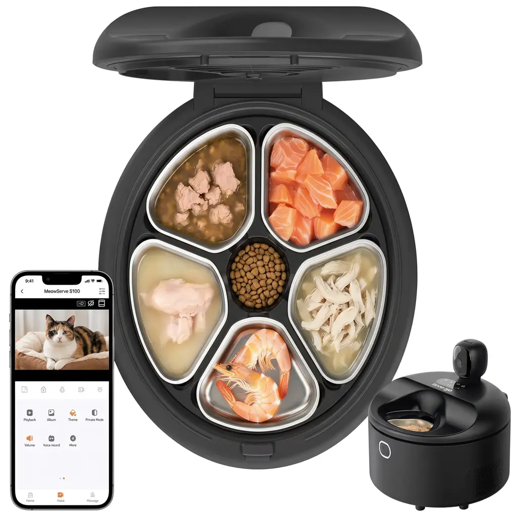 Automatic Wet Food Cat Feeder 2026 New Version with Semiconductor Cooling, Refrigerated 6 Fresh Meals in 3 Days, App-Controlled Pet Food Dispenser, Stainless Steel Bowl, Easy to Clean