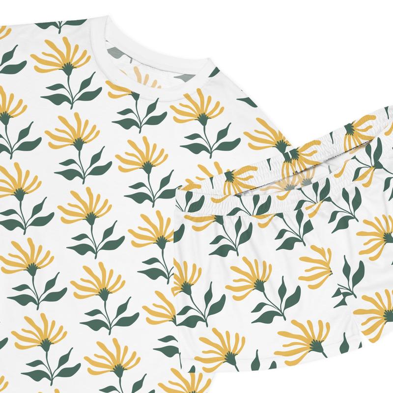 Yellow Flower Women's Short Pajama Set
